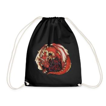 Drache Dragon mit D20 Würfel Dice Rollplay game - Turnbeutel - Schwarz - Vorne