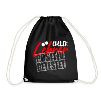 Cooler Lehrer positiv getestet Geschenk Lehrer - Turnbeutel - Schwarz - Vorne