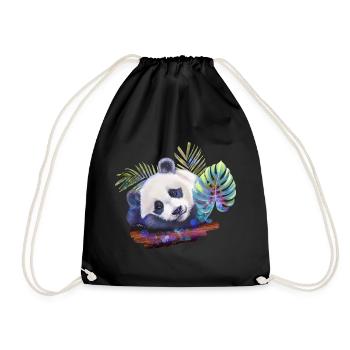 Panda - Turnbeutel - Schwarz - Vorne