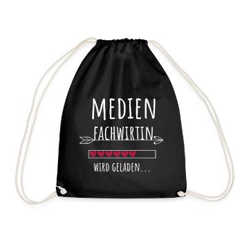 Medienfachwirtin Abschluss Weiterbildung Geschenk - Turnbeutel - Schwarz - Vorne