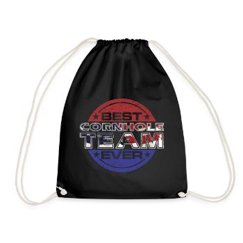 Best Cornhole Team ever Sport Fun Beer - Drawstring Bag - black - Front