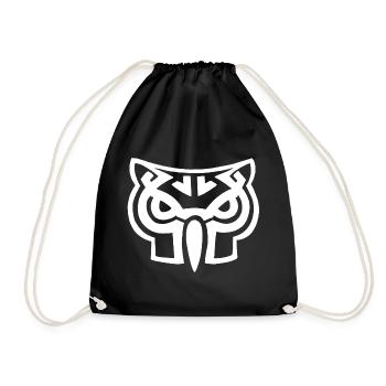White owl head - Drawstring Bag - black - Front