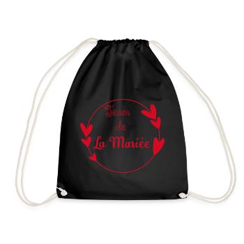 Team de la mariée contour cœurs rouges - Sac de sport léger - noir - Devant