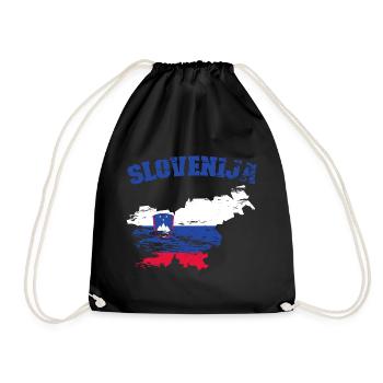 Slovenia Flag Map used - Drawstring Bag - black - Front