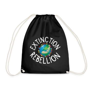 Extinction Rebellion Menschenkette weiss - Turnbeutel - Schwarz - Vorne