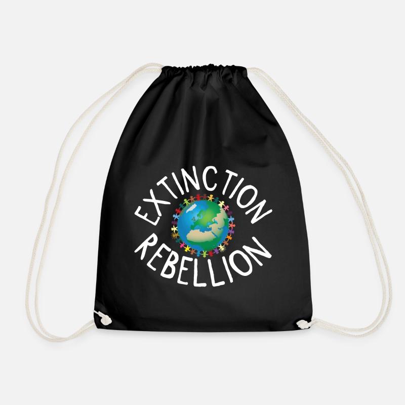 Extinction Rebellion Human Necklace White - Drawstring Bag - black