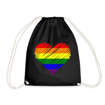 Regenbogen Pride Herz - Turnbeutel - Schwarz - Vorne