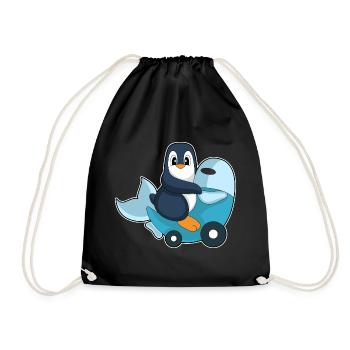 Pinguin Motorroller - Turnbeutel - Schwarz - Vorne