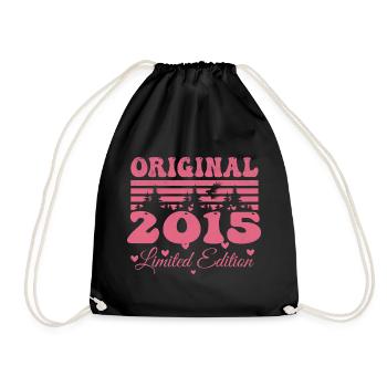 Cadeau 9e Anniversaire 2015 Femme | Né en 2015 - Sac de sport léger - noir - Devant