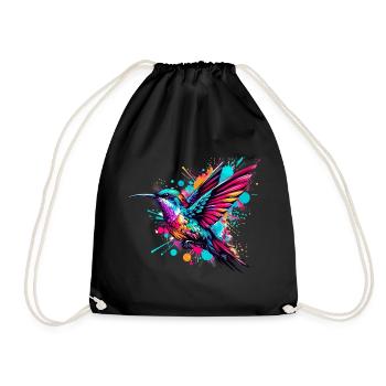 Hummingbird - Drawstring Bag - black - Front