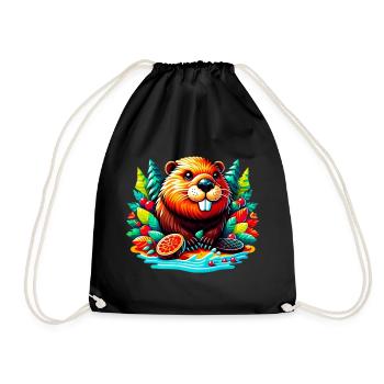 Beaver - Drawstring Bag - black - Front