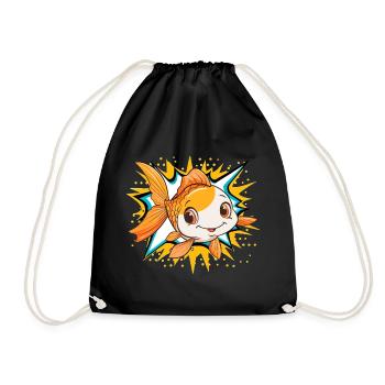 Fische Fischen Raubfisch - Turnbeutel - Schwarz - Vorne