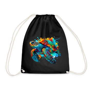 Turtle - Drawstring Bag - black - Front