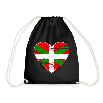 Baskische Flagge Herz used - Turnbeutel - Schwarz - Vorne