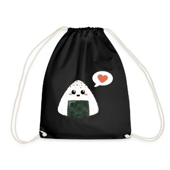 Kawaii Onigiri mit Herz - Turnbeutel - Schwarz - Vorne
