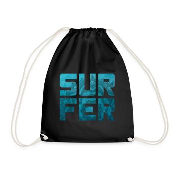 Surfer Mandala Camp Water Sports Beach Leisure - Drawstring Bag - black - Front