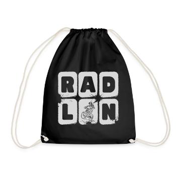 radln - radeln, MTB, Mountainbike - Turnbeutel - Schwarz - Vorne