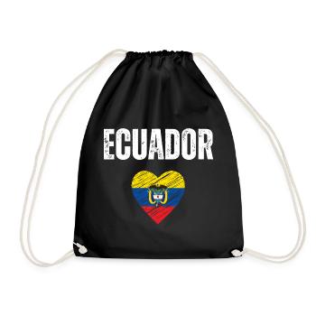 I love Ecuador, flag of Ecuador - Drawstring Bag - black - Front