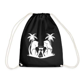 Frauen Dinner-Partie Silhouette - Turnbeutel - Schwarz - Vorne