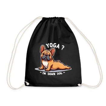 Hund Bulldogge Yoga Down Hund - Turnbeutel - Schwarz - Vorne
