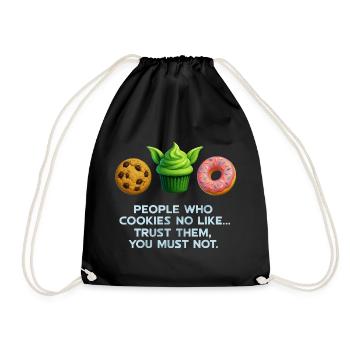 Funny Cookie Donut Muffin Shirt for Sweet Lovers - Drawstring Bag - black - Front