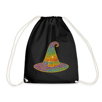 Colorful sparkling witch hat - Drawstring Bag - black - Front