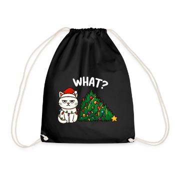 Annyoed Cat Christmas Lights - Drawstring Bag - black - Front