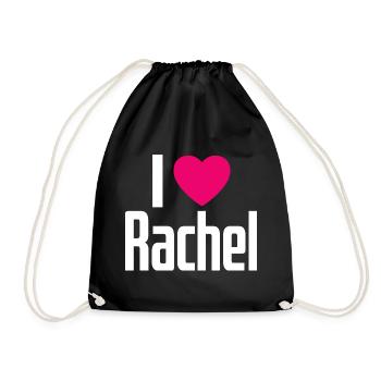 I Love Rachel Pink Heart I Love Rachel - Drawstring Bag - black - Front