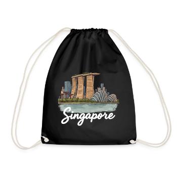 Singapore - Drawstring Bag - black - Front
