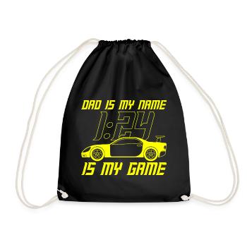 Dad Is My Name 1:24 Is My Game Racer Slot Race - Drawstring Bag - black - Front