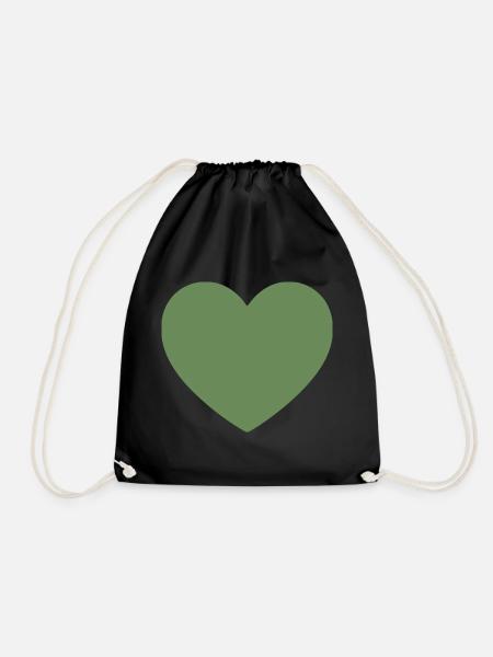 grünes Herz grün Geschenk Valentinstag - Turnbeutel - Schwarz