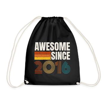 Awesome Since 2016 Retro Vintage Birthday - Drawstring Bag - black - Front