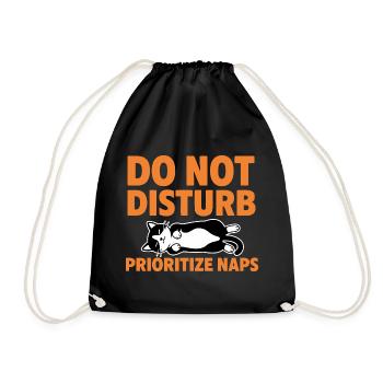 Do Not Disturb Prioritize Naps Cat - Drawstring Bag - black - Front