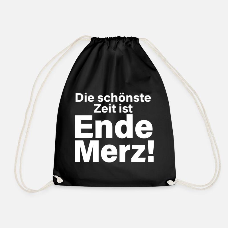 Ende Merz Typo Statement - Turnbeutel - Schwarz