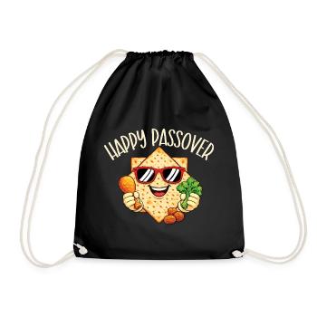 Happy Passover Jewish Holiday Pesach Celebration - Drawstring Bag - black - Front