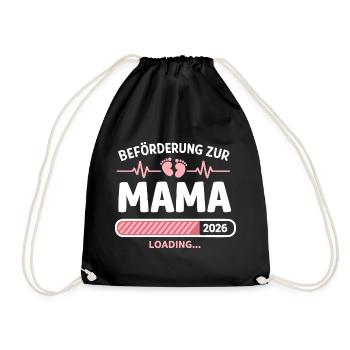 Mama 2026 Loading Beförderung Geschenk - Turnbeutel - Schwarz - Vorne