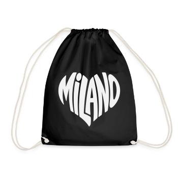 Milan Milano Typographie du cœur - Sac de sport léger - noir - Devant