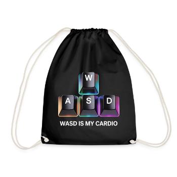 Funny Gaming Keyboard WASD My Cardio Gamer - Drawstring Bag - black - Front