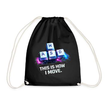 Funny Gaming Keyboard WASD My Cardio Gamer - Drawstring Bag - black - Front