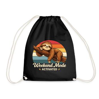 Weekend Mode Activated Sloth Shirt Funny - Drawstring Bag - black - Front