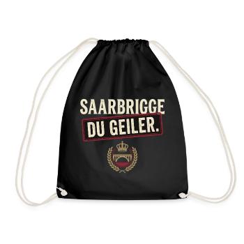 Saarbrigge Du Geiler Stadt Spruch Saarländer - Turnbeutel - Schwarz - Vorne