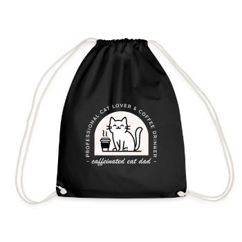 Katzenvater, lustiger Kaffeeliebhaber - Turnbeutel - Schwarz - Vorne