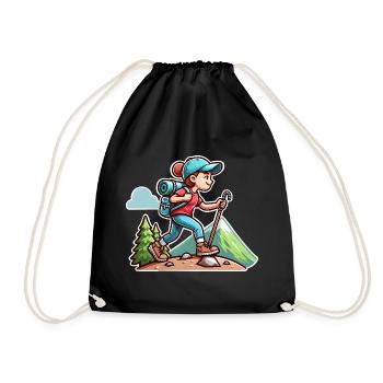 Hiker Hiking - Drawstring Bag - black - Front