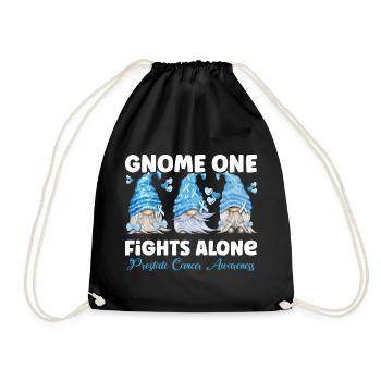 Gnome One Fights Alone Light Blue Prostate Cancer - Drawstring Bag - black - Front