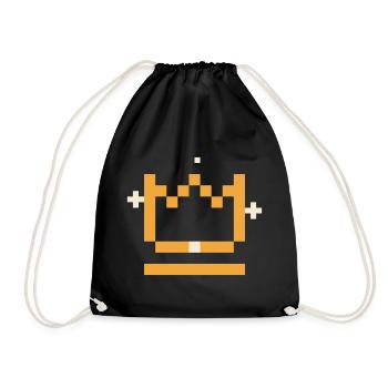 Pixel Krone - Retro Gaming Gamer Zocker Shirt - Turnbeutel - Schwarz - Vorne
