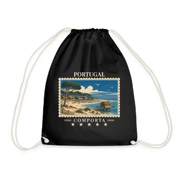 Portugal Comporta Vintage Reisemarke - Turnbeutel - Schwarz - Vorne