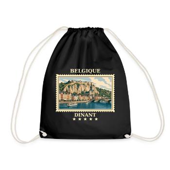 Belgien Dinant Vintage Reisemarke - Turnbeutel - Schwarz - Vorne