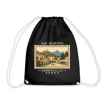 San Marino Serravalle Vintage Reisemarke - Turnbeutel - Schwarz - Vorne