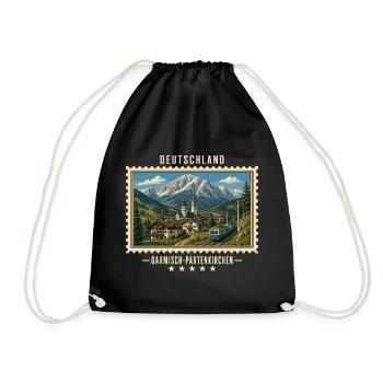 Deutschland Garmisch-Partenkirchen Vintage Reise - Turnbeutel - Schwarz - Vorne