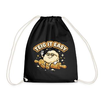 Teig It Easy - Lustiges Bäcker Backen Design - Turnbeutel - Schwarz - Vorne